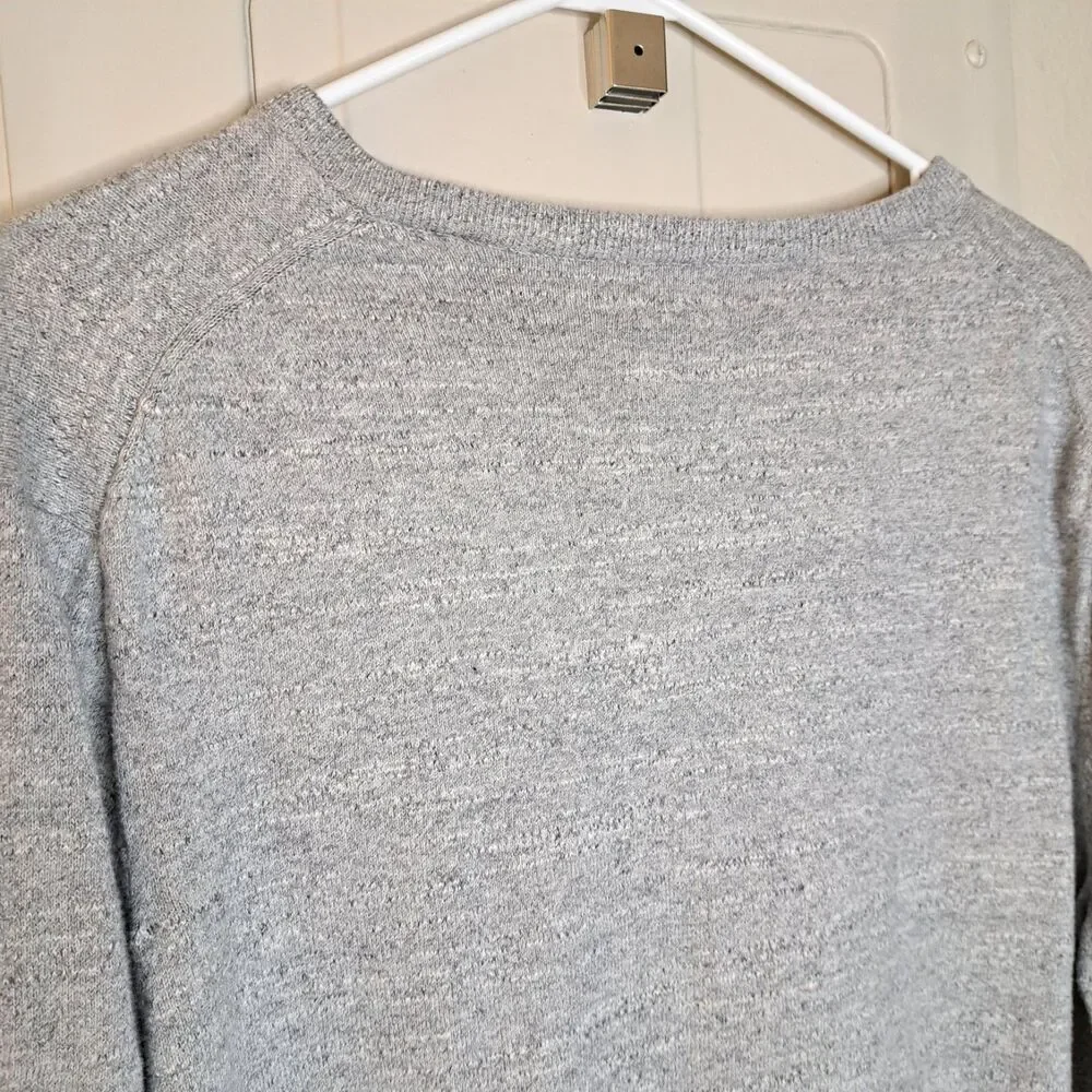 J Crew Mens 100% Cotton Pullover Sweater Gray Long Sleeve V Neck Size XL